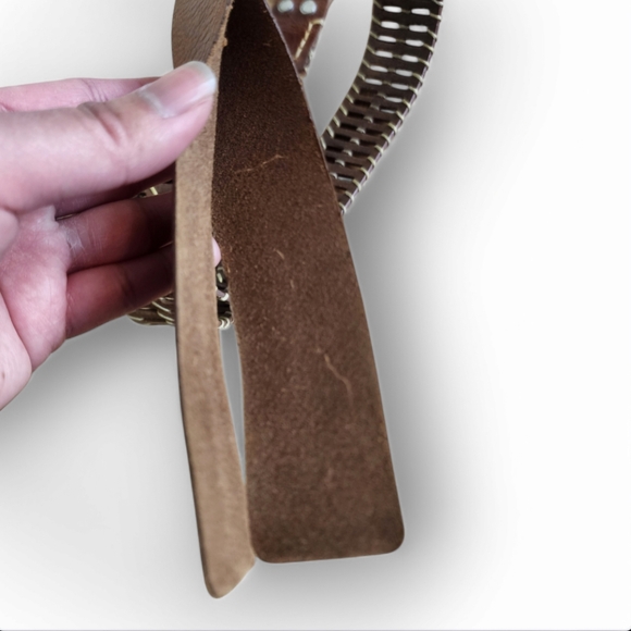 Calvin Klein Genuine Leather Belt Double Ring Buckle Western Brown Size Large - Picture 13 of 13